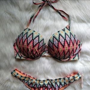 Victoria's Secret Bombshell Itsy Bikini~Warm Ikat Foil~Rare!